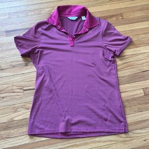 Callaway Womens Striped Magenta Golf Polo